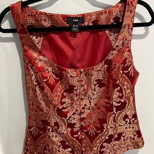 H&M Red brocade vest